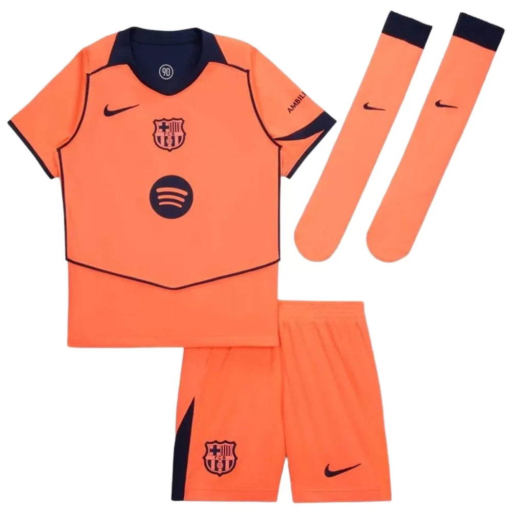 25-26 Barcelona Third Away Soccer Full Kids Kit Jersey+Shorts+Socks