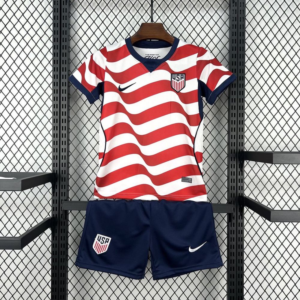 2026 USMNT Home World Cup Soccer Kids Kit Jersey+Shorts
