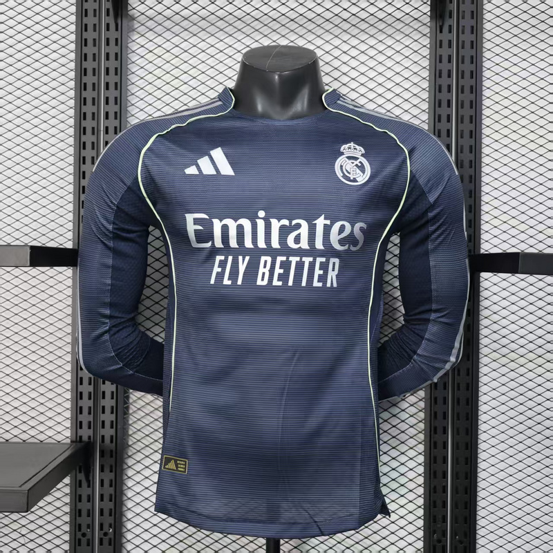 25-26 Real Madrid Away Soccer Jersey Player Version Long Sleeve