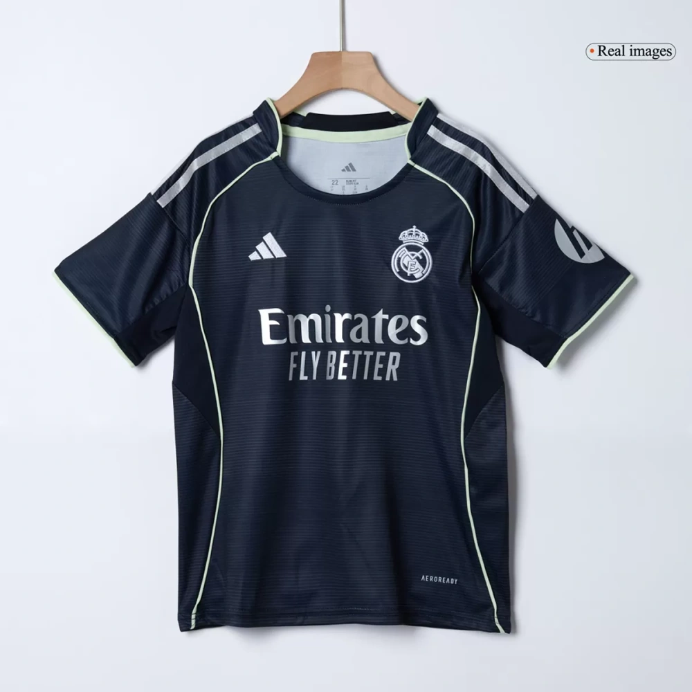 25-26 Real Madrid Away Soccer Kids Full Kit Jersey+Shorts+Socks