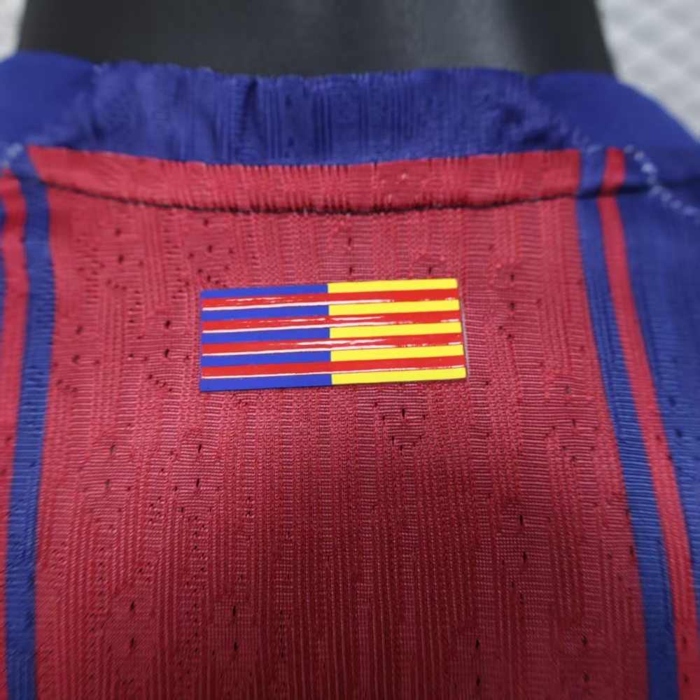 25-26 Barcelona Red Blue Home Soccer Jersey Long Sleeve