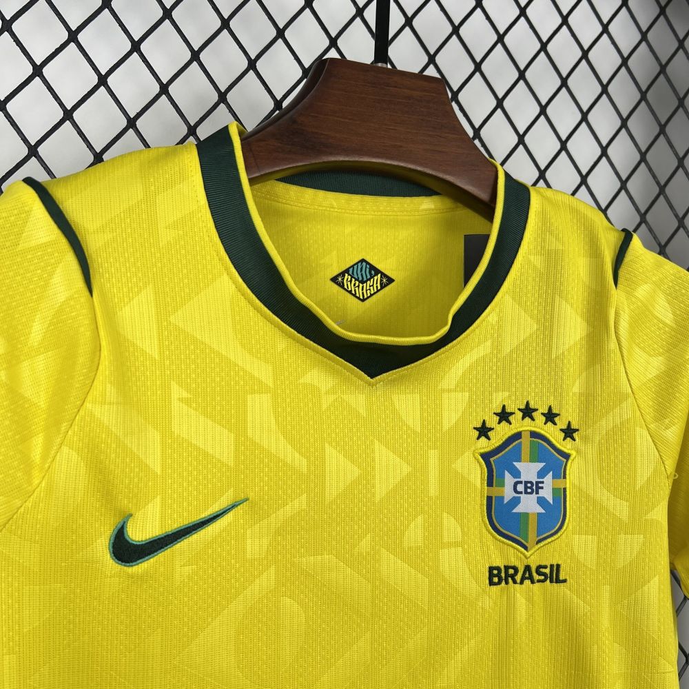 2026 Brazil Home World Cup Football Kids Kit Jersey+Shorts
