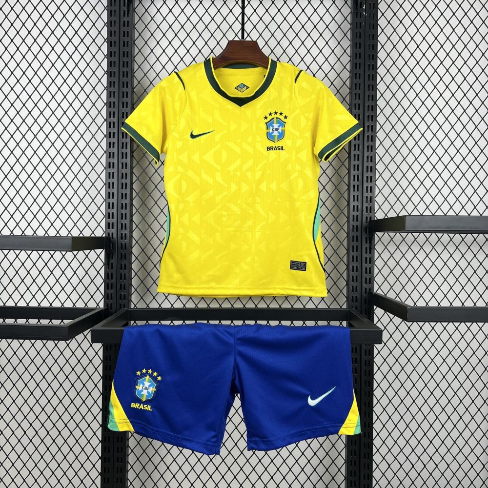 2026 Brazil Home World Cup Football Kids Kit Jersey+Shorts
