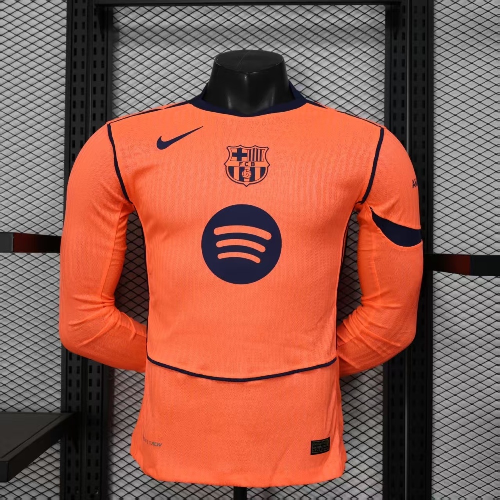 25-26 Barcelona Third Away Player Version Soccer Jersey Long Sleeve