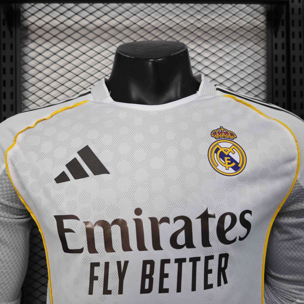 25-26 Real Madrid Home Soccer Jersey Player Version Long Sleeve