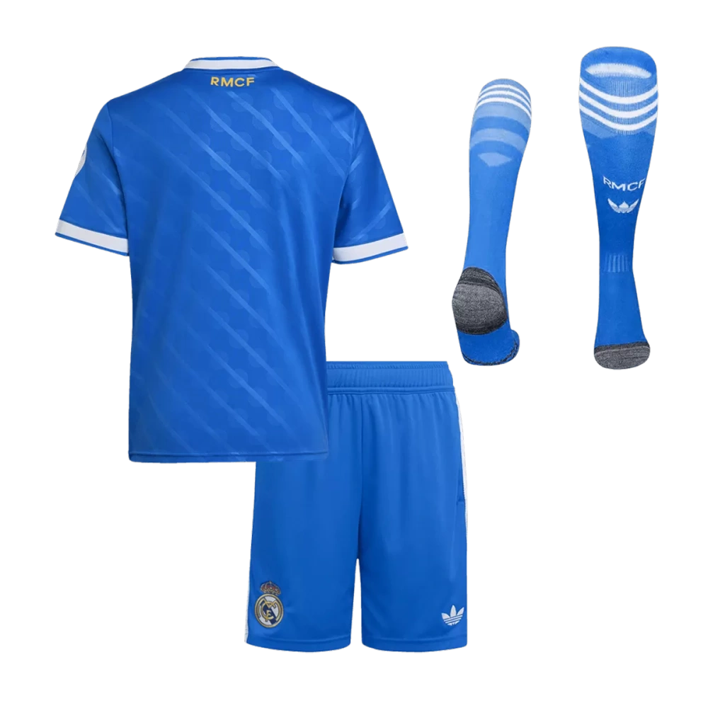 25-26 Real Madrid Third Away Soccer Kids Full Kit Jersey+Shorts+Socks