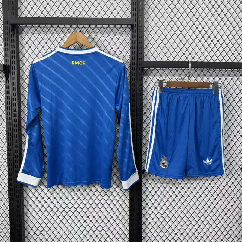25-26 Real Madrid Third Away Soccer Kids Long Sleeve Jersey+Short