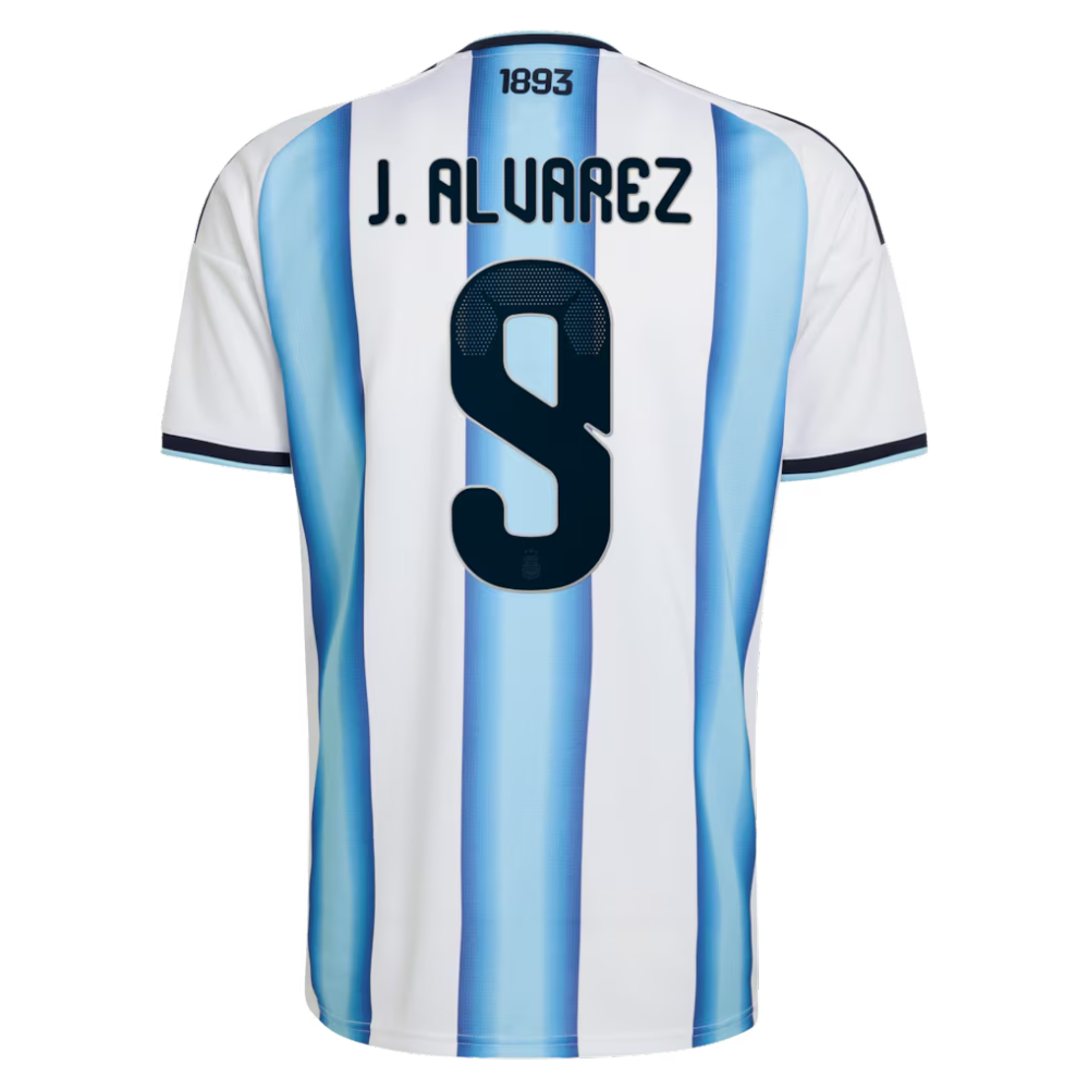 Argentina adidas Home Shirt 2026 with J. Alvarez  9 printing
