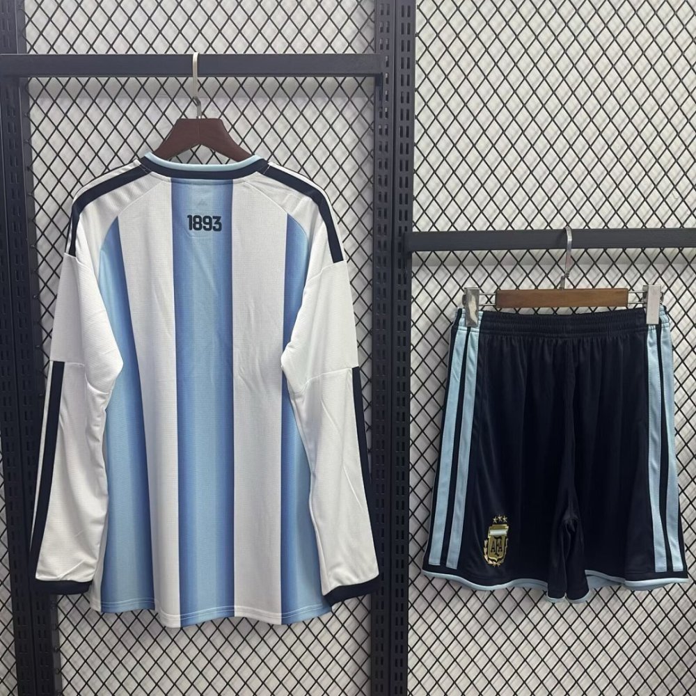 2026 Argentina Home World Cup Soccer Kdsi Kit Long Sleeve Jersey+Shorts