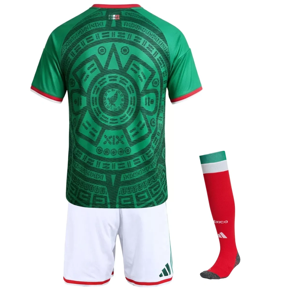 2026 Mexico World Cup Home Kids Full Kit Jersey+Shorts+Socks