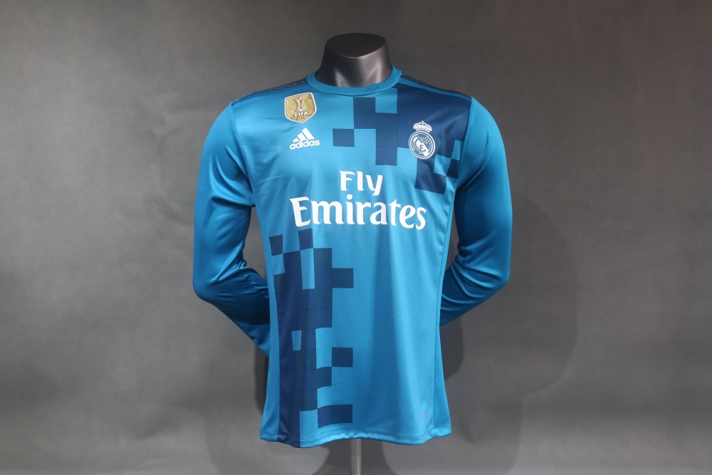 17-18 Real Madrid Second Away Retro Jersey Player Version Long Sleeve