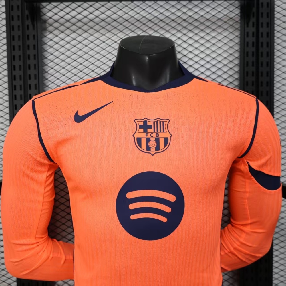 25-26 Barcelona Third Away Player Version Soccer Jersey Long Sleeve