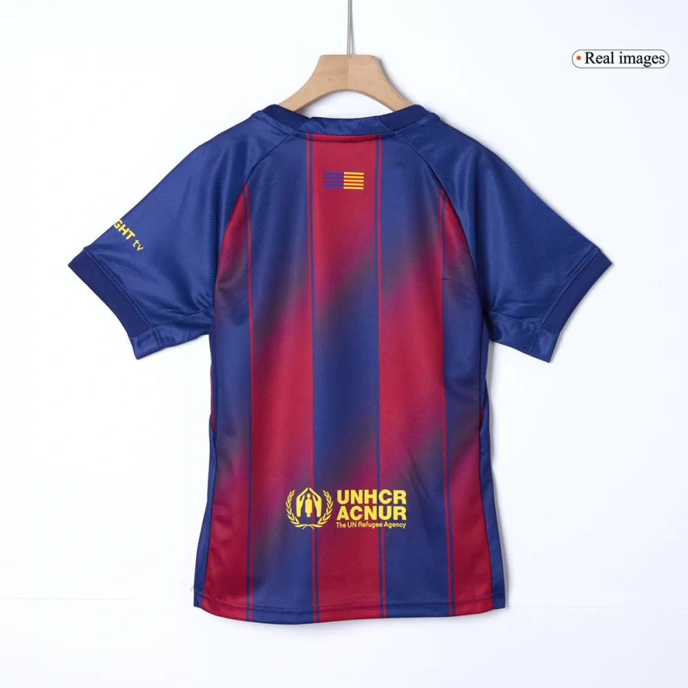 25-26 Barcelona Red Blue Home Soccer Full Kids Kit Jersey+Shorts+Socks