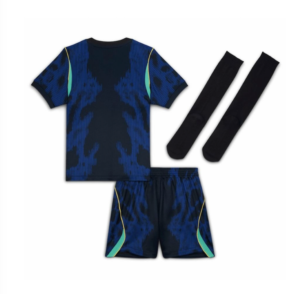 2026 Brazil Away World Cup Football Kids Full Kit Jersey+Shorts+Socks