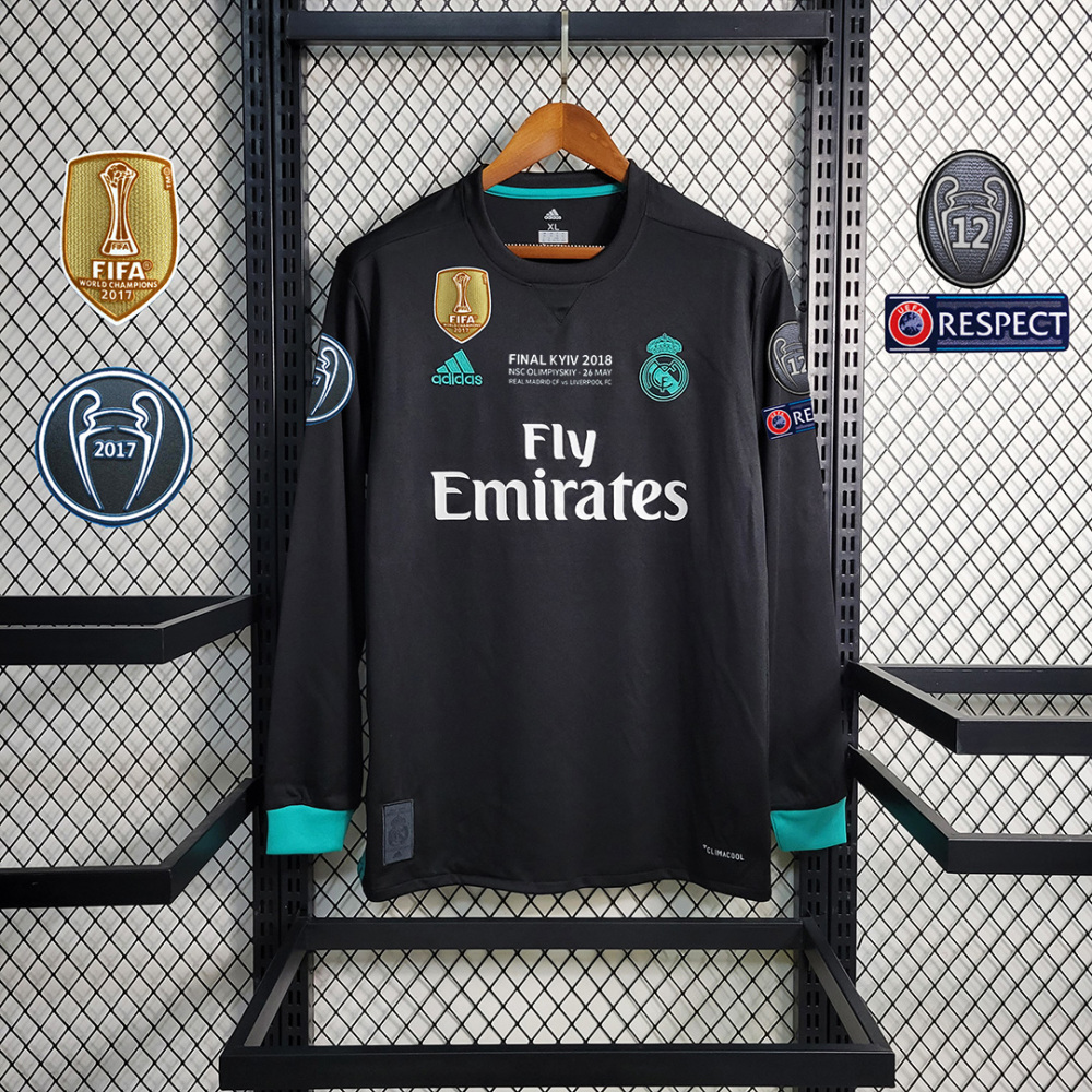 17-18 Real Madrid Away Retro Jersey Long Sleeve