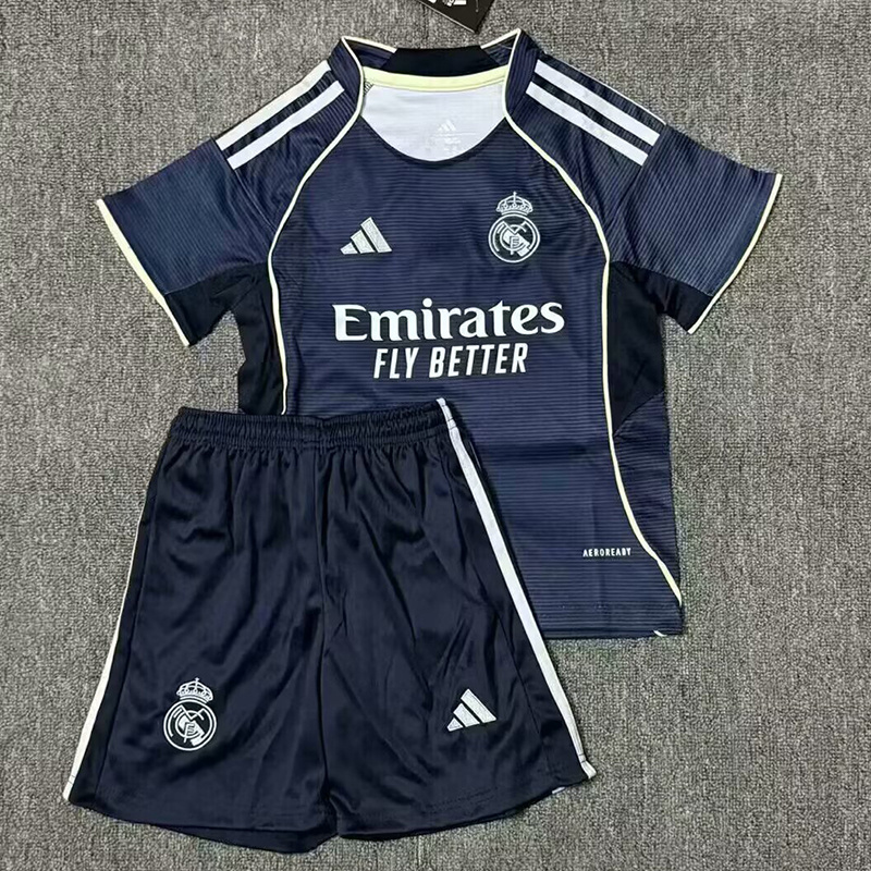25-26 Real Madrid Away Soccer Kids Kit Jersey+Shorts