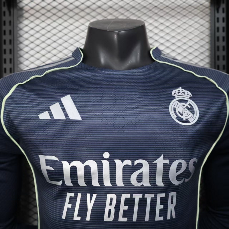 25-26 Real Madrid Away Soccer Jersey Player Version Long Sleeve