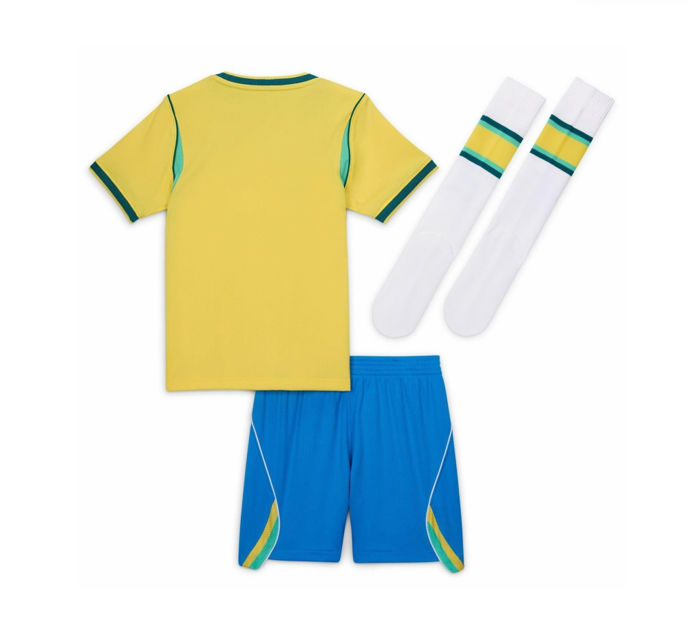 2026 Brazil Home World Cup Football Kids Full Kit Jersey+Shorts+Socks