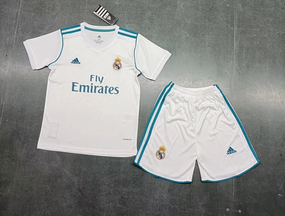 2017/18 Real Madrid Home Kids Kit Retro Jersey+Shorts