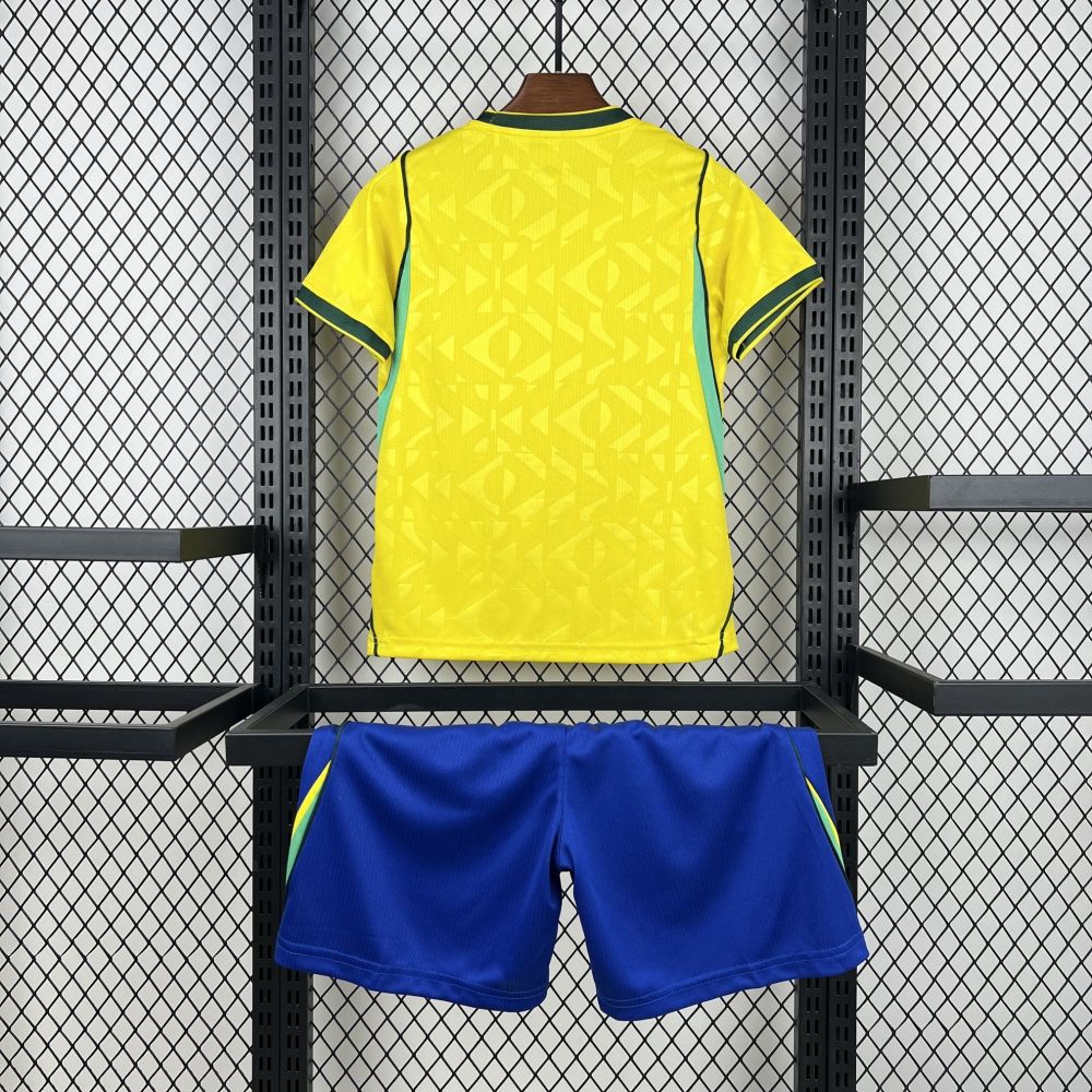 2026 Brazil Home World Cup Football Kids Kit Jersey+Shorts