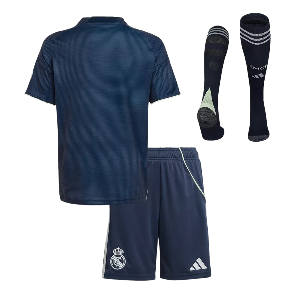 25-26 Real Madrid Away Soccer Kids Full Kit Jersey+Shorts+Socks