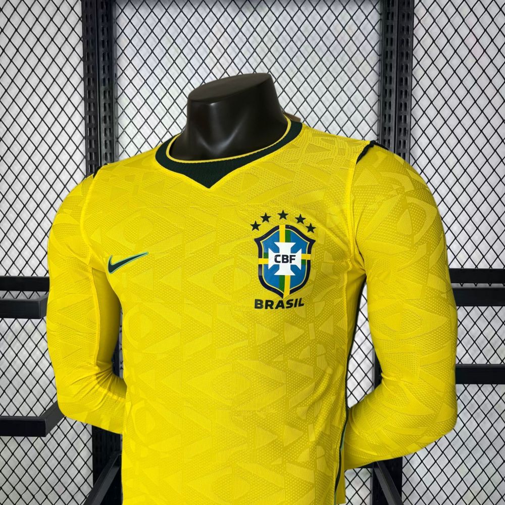 2026 Brazil Home World Cup Jersey Player Version Long Sleeve