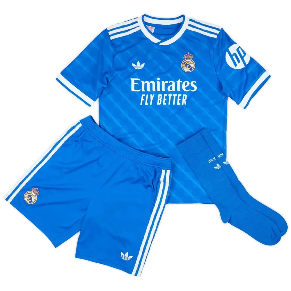 25-26 Real Madrid Third Away Soccer Kids Full Kit Jersey+Shorts+Socks