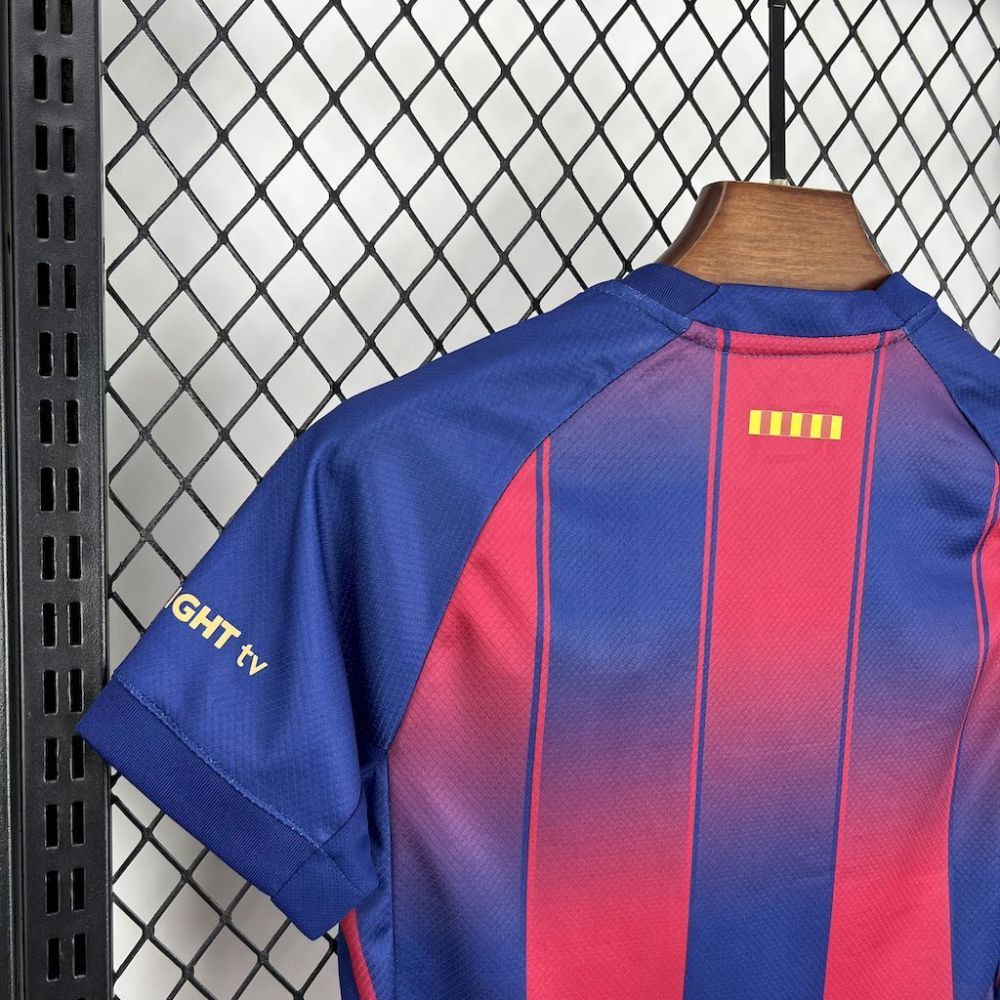 25-26 Barcelona Red Blue Home Soccer Kids Kit Jersey+Shorts