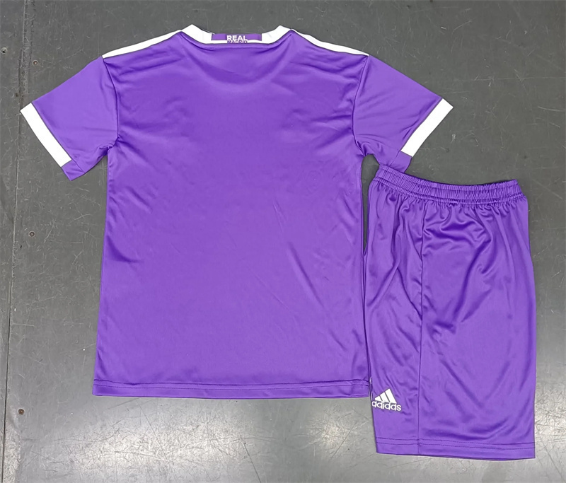 16-17 Real Madrid Away Retro Purple Kids Kit Jersey+Shorts