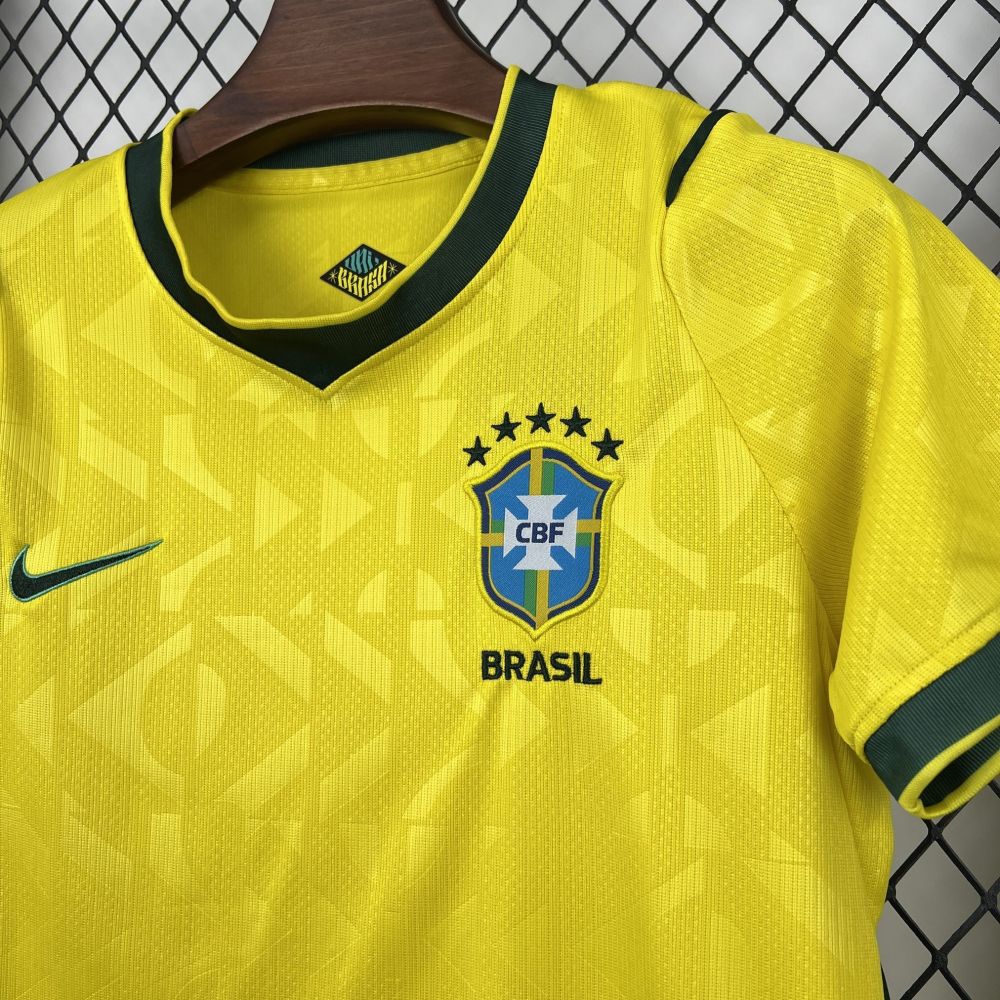2026 Brazil Home World Cup Football Kids Kit Jersey+Shorts