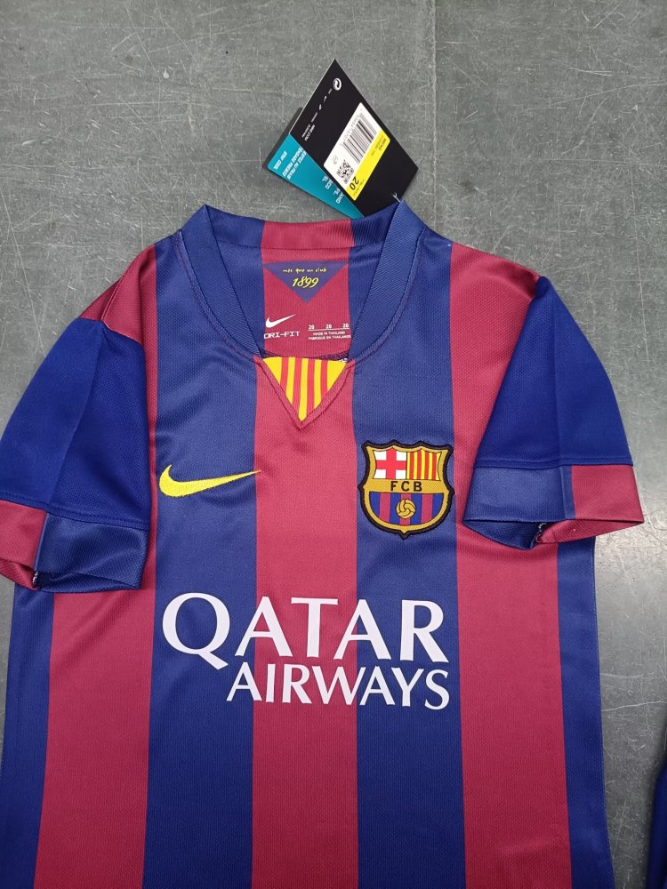 14-15 Barcelona Home Retro Kids Kit Jersey+Shorts