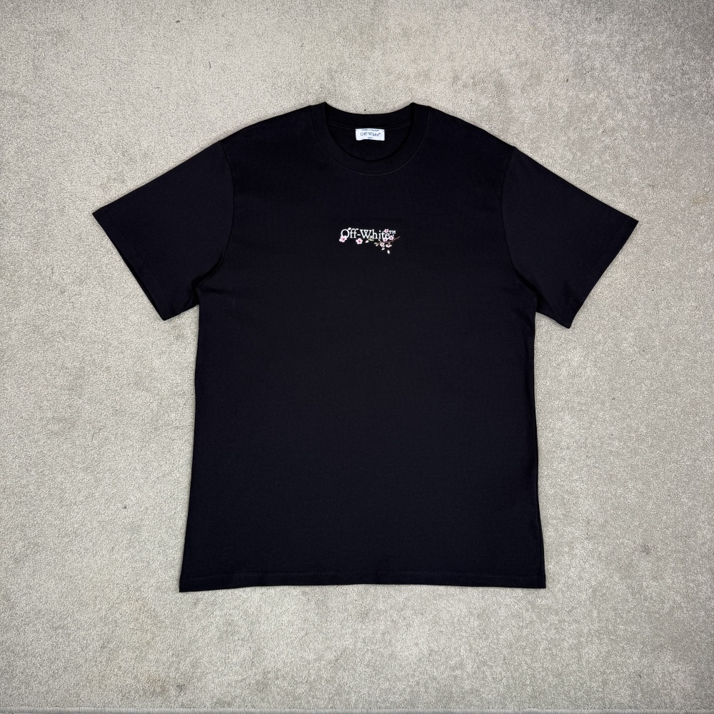 OFFWHITE EMBROIDERED SAKURA TEE  Black