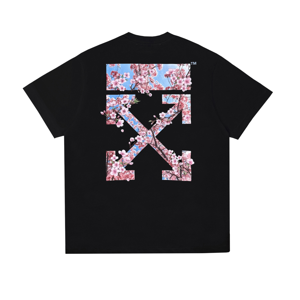 OFFWHITE EMBROIDERED SAKURA TEE  Black