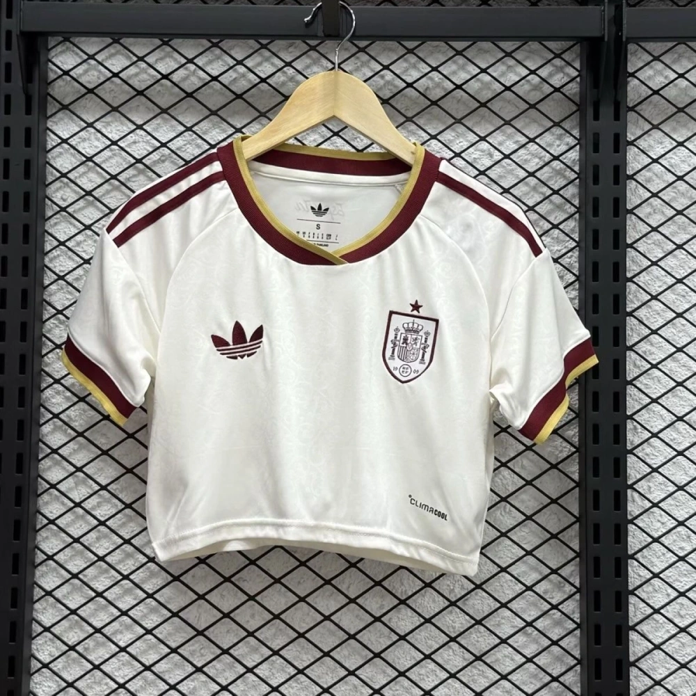 2026 Spain Away World Cup Soccer Women Crop Top Jersey