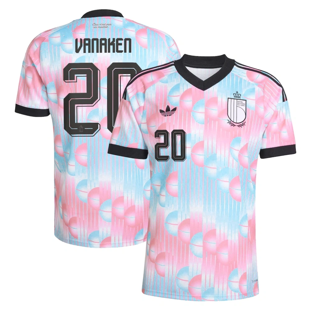 Belgium adidas Away Shirt 2026 with Vanaken 20 printing