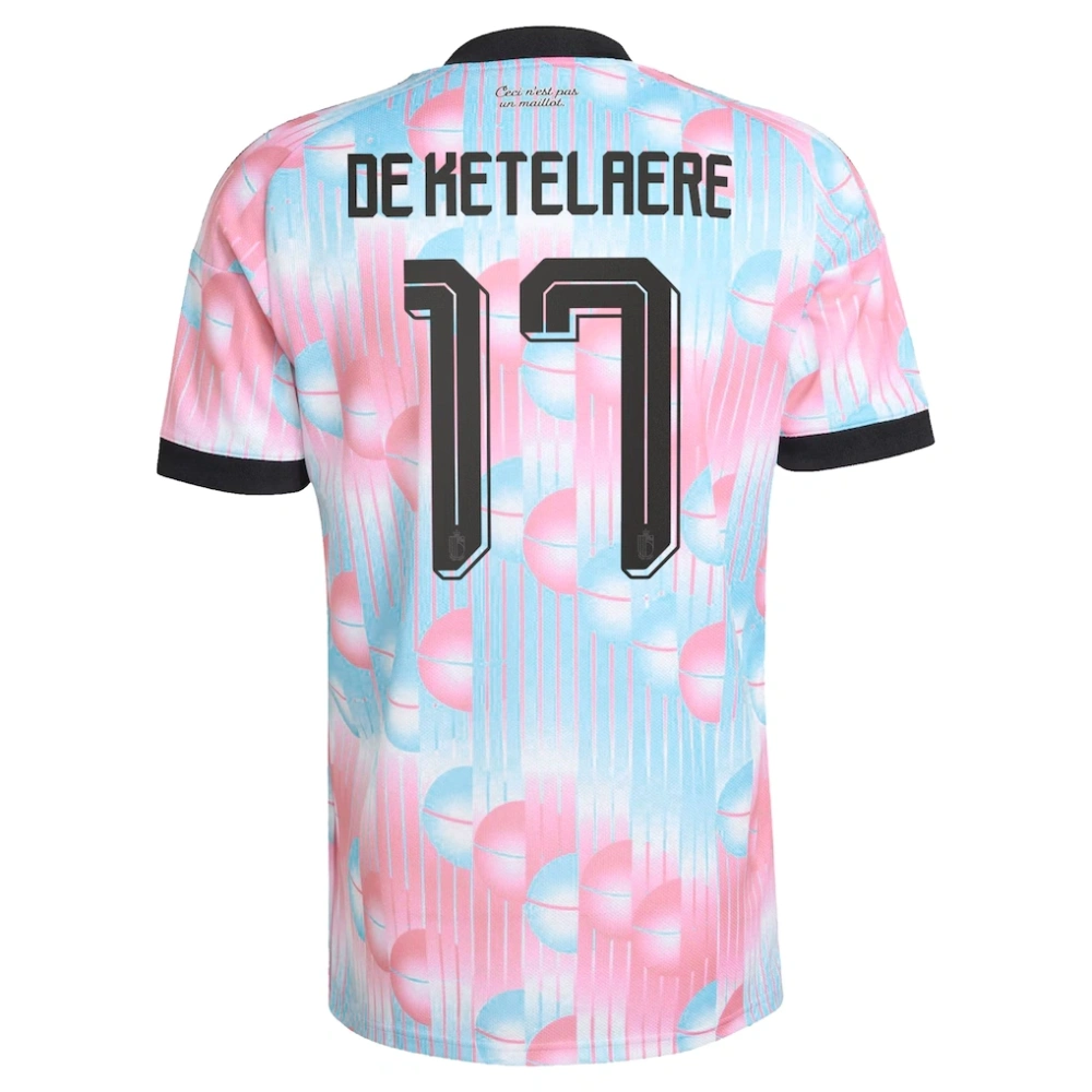Belgium adidas Away Shirt 2026 with De Ketelaere 17 printing