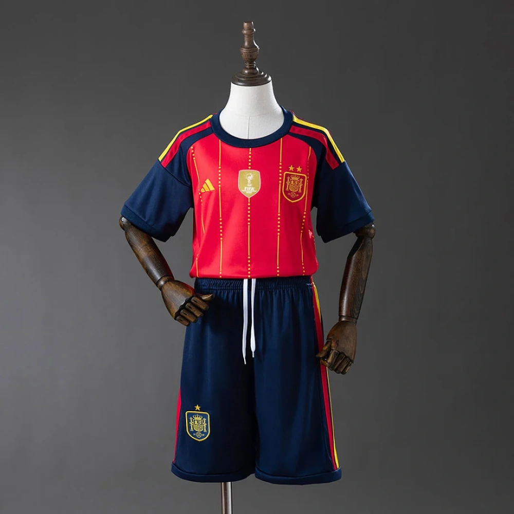 2026 Spain 2-Star Home World Cup Soccer Kids Kit Jersey+Shorts