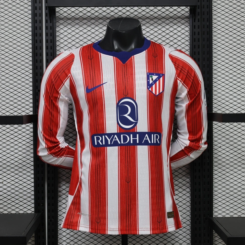 26-27 Atletico Madrid Home Soccer Jersey Player Edition Long Sleeve