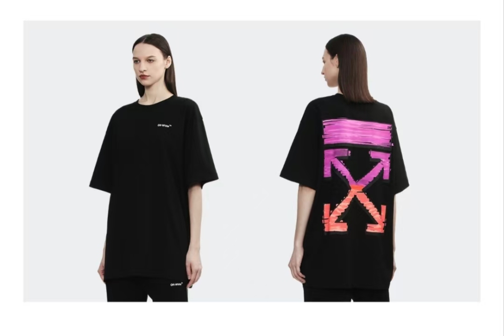OFF-WHITE Back Graffiti Gradient Arrow Print Fashion Light Luxury Trendy Versatile T-Shirt Unisex