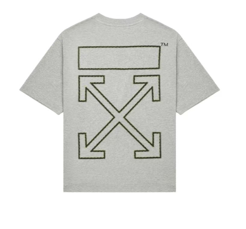 OFF-WHITE Vintage American Two-Tone Random Stitch Embroidery Streetwear Versatile Short Sleeve T-Shirt Unisex Gift Box Set