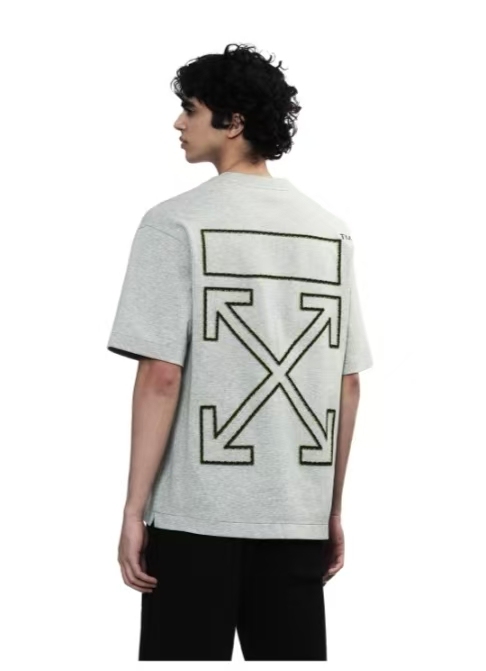 OFF-WHITE Vintage American Two-Tone Random Stitch Embroidery Streetwear Versatile Short Sleeve T-Shirt Unisex Gift Box Set