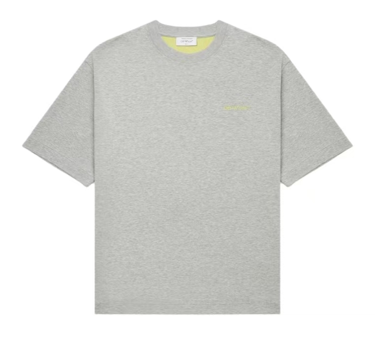 OFF-WHITE Vintage American Two-Tone Random Stitch Embroidery Streetwear Versatile Short Sleeve T-Shirt Unisex Gift Box Set