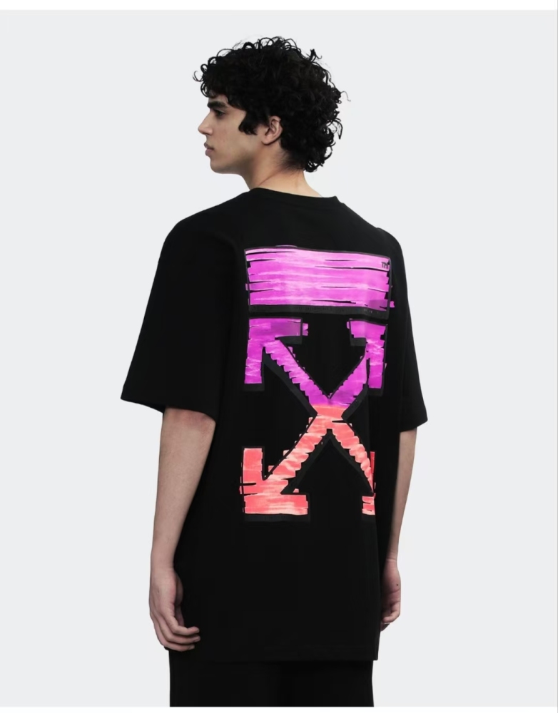 OFF-WHITE Back Graffiti Gradient Arrow Print Fashion Light Luxury Trendy Versatile T-Shirt Unisex
