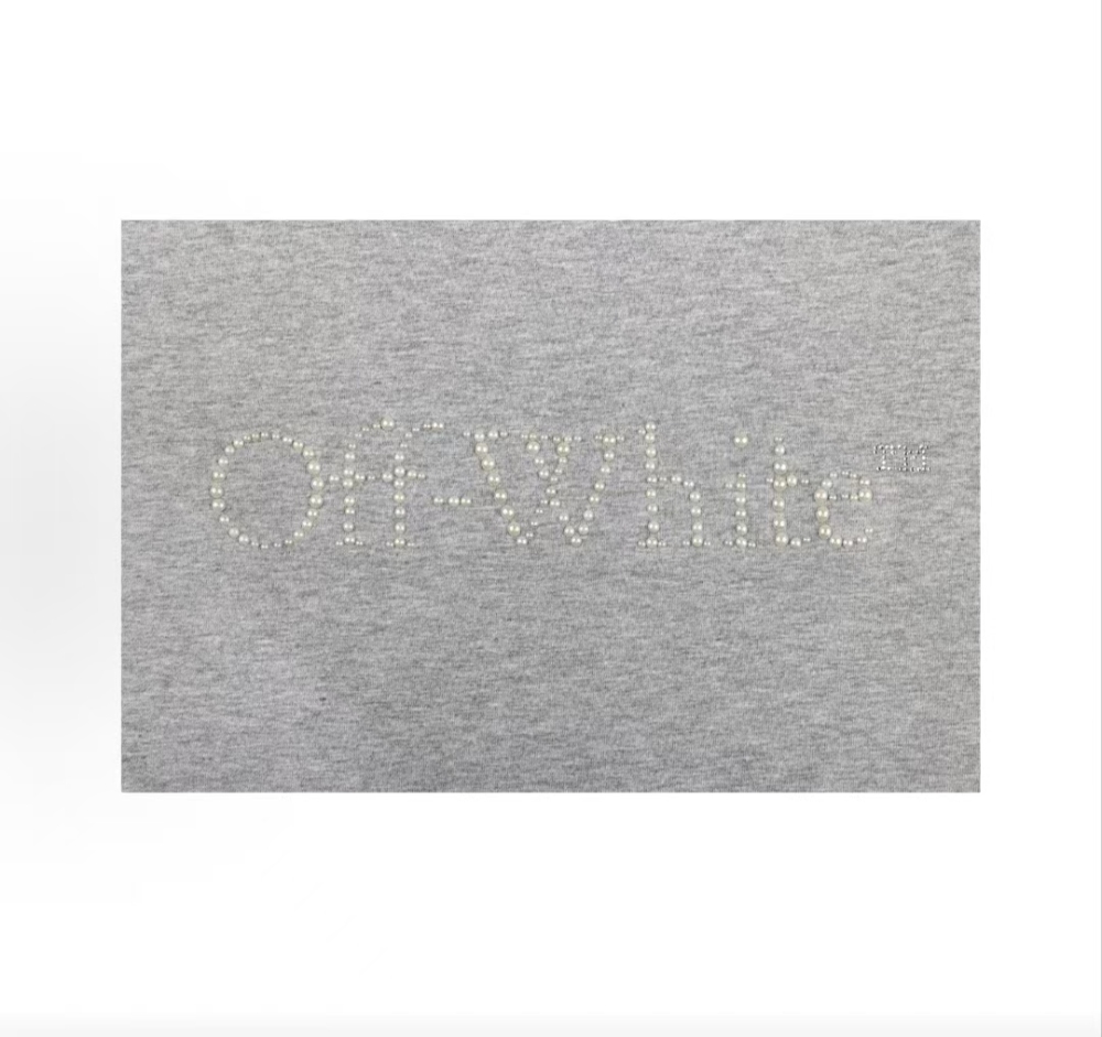 OFF-WHITE American Street Short-Sleeve T-Shirt – Ceramic & Pearl Beaded Letter Logo, Unisex