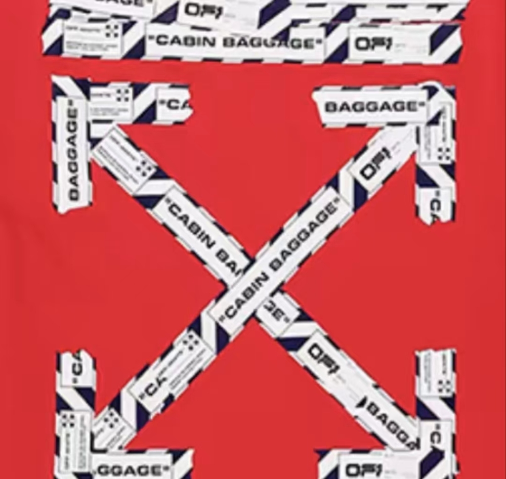 OFF-WHITE Airport Tape Arrow Graphic Tee – Relaxed Fit, Men's, Red