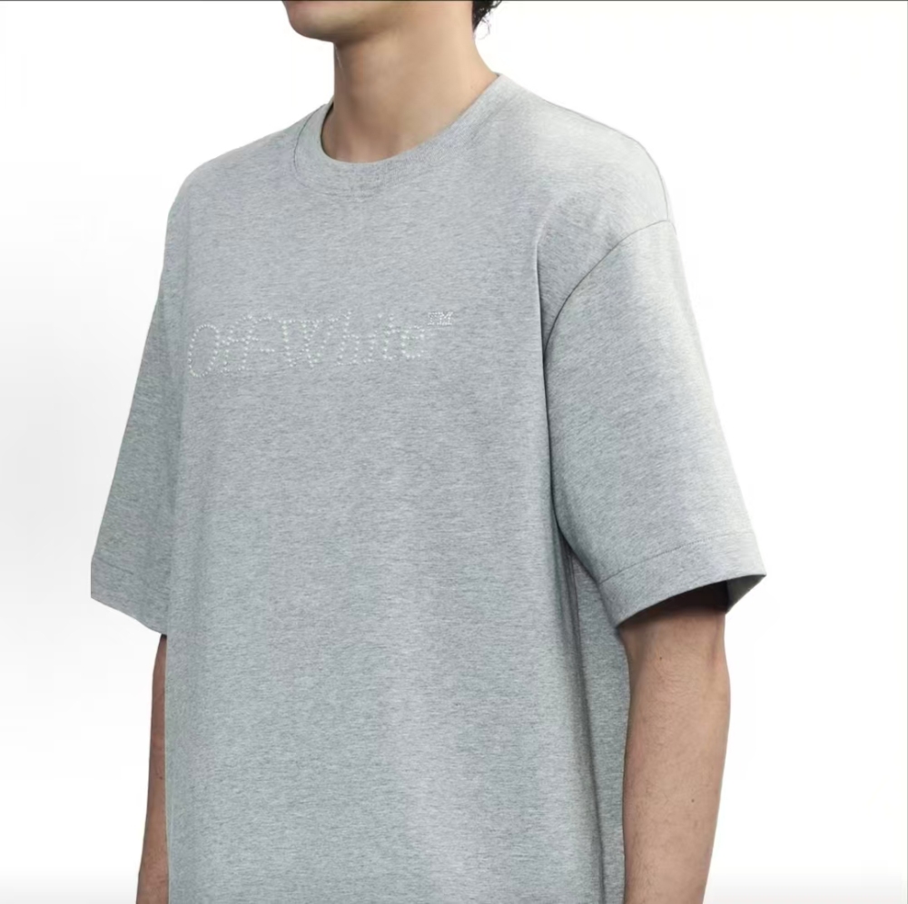 OFF-WHITE American Street Short-Sleeve T-Shirt – Ceramic & Pearl Beaded Letter Logo, Unisex
