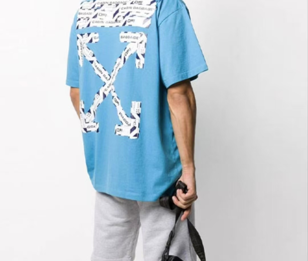 OFF-WHITE Airport Tape Arrow Graphic Tee – Men's, Blue