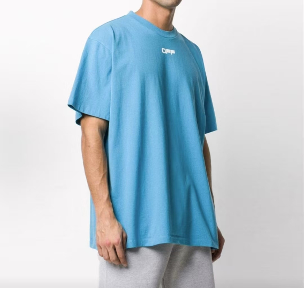OFF-WHITE Airport Tape Arrow Graphic Tee – Men's, Blue