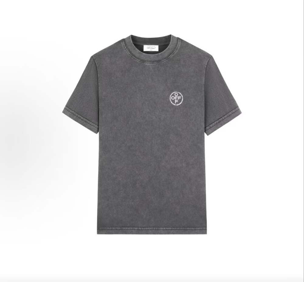OFF-WHITE FW26 Grey Tone Washed Distressed Casual Tee Women's Gift Box