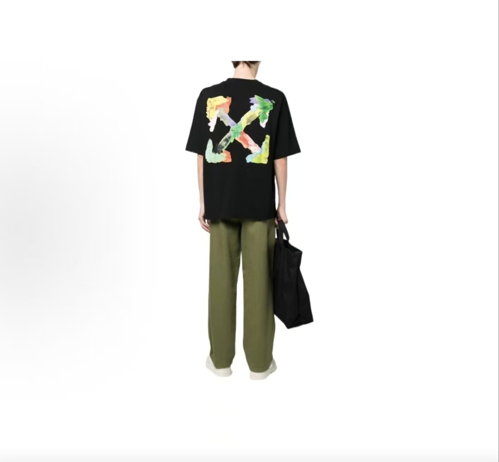 Men's OFF-WHITE Arrow Print Crewneck Pullover Tee Black